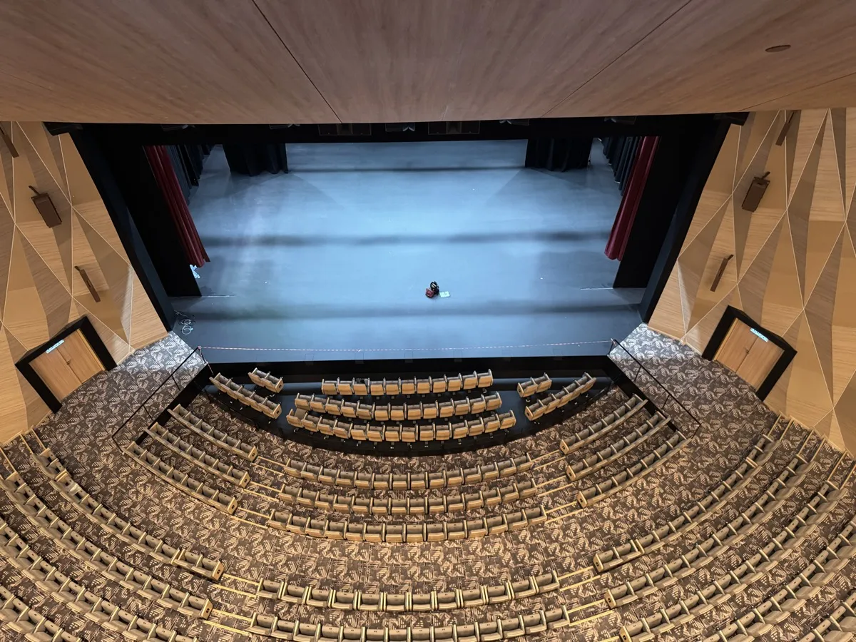 Empty auditorium seen from the balcony